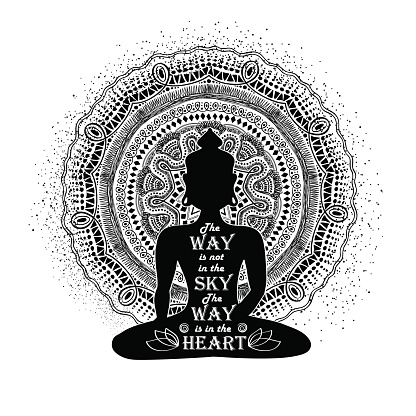 Download Isolated Buddha Silhouette And Mandala Design Stock ...