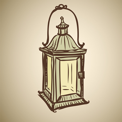 Isolated image of a retro kerosene lantern made in the thumbnail style