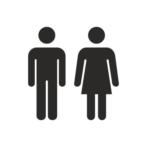 isolated male and female icon vector. isolated male and female icon vector. bathroom door signs drawing stock illustrations