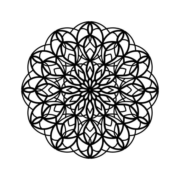 Isolated mandala illustration for coloring book. Isolated mandala flower. Oriental illustration of mandala Manadala illustration for using in coloring book pages, print, invitation, fabric, graphic, web design coloring book pages templates stock illustrations