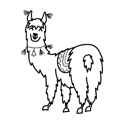Download Isolated Outline Cartoon Baby Llama Stock Illustration ...