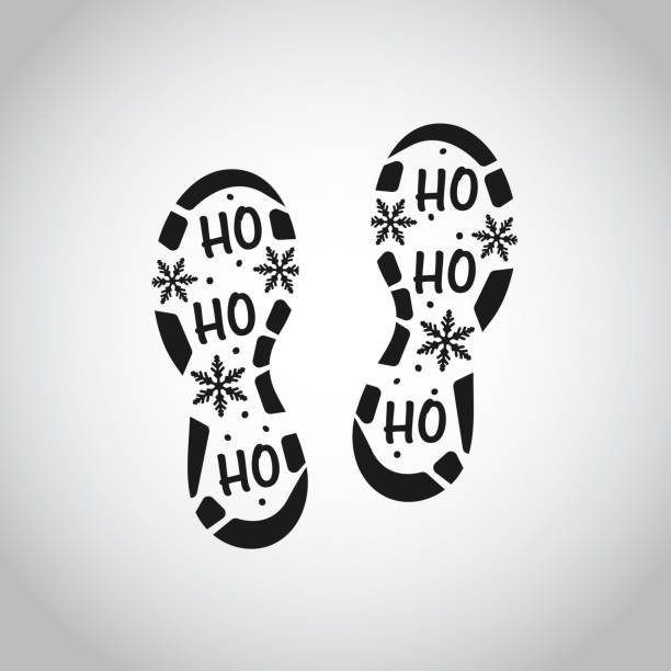 Isolated Santa footprint on white background vector art illustration