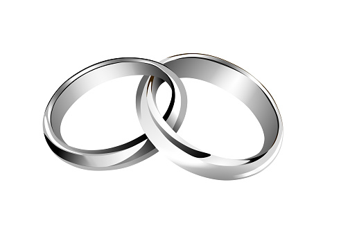 isolated silver interwined wedding rings