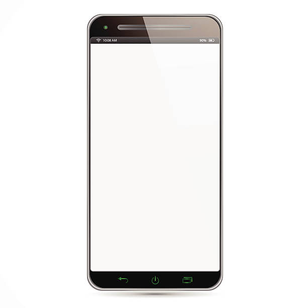 Isolated Smartphone Isolated new Smartphone with white screen and black frame in white background cyborg stock illustrations