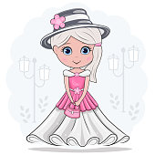 Isolated vector illustration of a fairy girl, a princess on a white background.