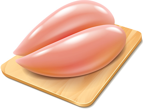 Raw chicken fillet on cutting board isolated photo-realistic vector illustration vector