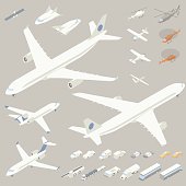 istock Isometric Airplanes and Flying Vehicles 613316084