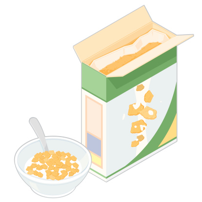 Isometric Cereal Box with Bowl.
