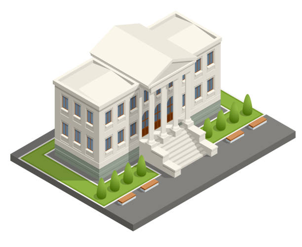 Isometric courthouse building. Law and justice concept. Vector illustration Isometric courthouse building. Law and justice concept. Vector illustration. government building stock illustrations