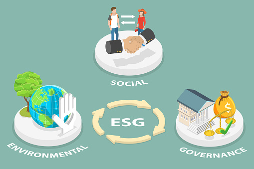 3D Isometric Flat Vector Conceptual Illustration of ESG, Environmental Social Governance