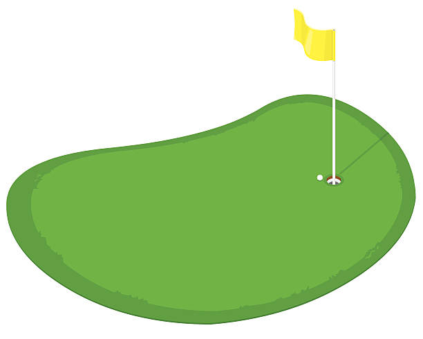 изометрические гольф лужайка вокруг лунки - putting green clip art stock il...