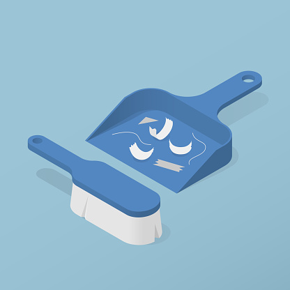 Isometric Home Cleaning Scoop Brush Illustration
