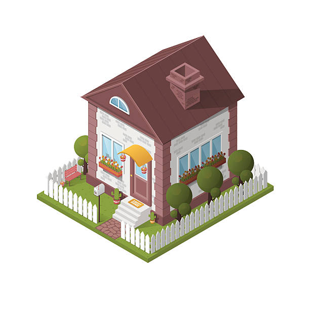 Isometric House house divorce borders stock illustrations