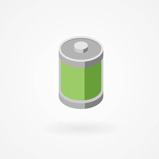 Isometric icon of battery vector art illustration