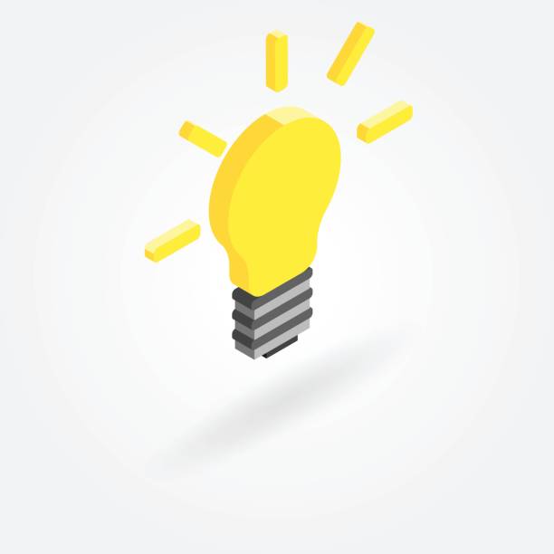 Isometric icon of light bulb vector art illustration