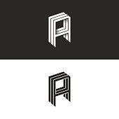 istock Isometric letter A icon hipster 3d monogram. AAA initials mockup. Perspective geometric shape typography hipster design element template for business or wedding card emblem. 807695862