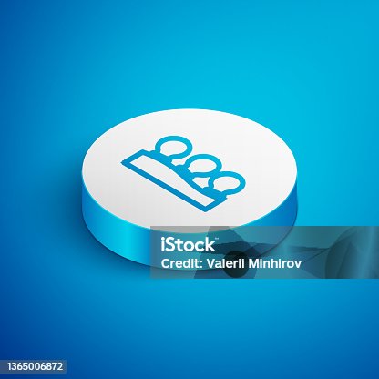 istock Isometric line Vacuum cans icon isolated on blue background. Massage jars for face and body. Medical anticellulite cups. White circle button. Vector 1365006872