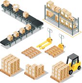 Isometric, Logistic Delivery Set made in adobe Illustrator (vector)