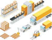 Isometric, Logistic Delivery Set made in adobe Illustrator (vector)