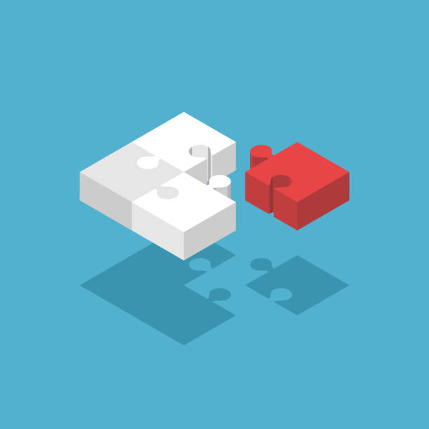 Isometric missing puzzle pieces vector art illustration