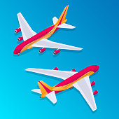 Isometric passenger airplane. Modern vector illustration