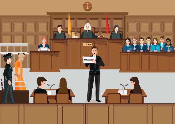 아이소메트릭 사람들이 사법 시스템 설정. - supreme court stock illustrations