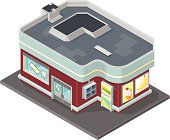 A vector illustration of an isometric retail local shop.