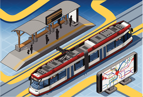 Isometric Subway Near Platform Roof And Underground Map Stock Illustration - Download Image Now ...