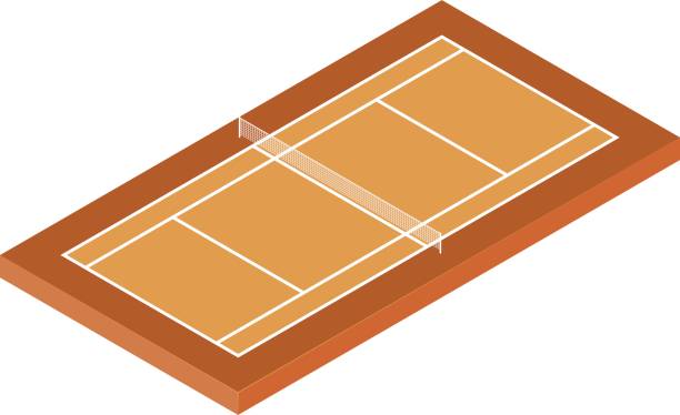 아이소메트릭 테니스 코트 - wimbledon tennis stock illustrations