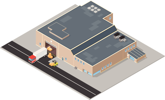Isometric Warehouse with Delivery Truck