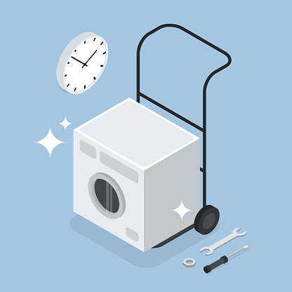 Isometric Washing Machine Repair Illustration