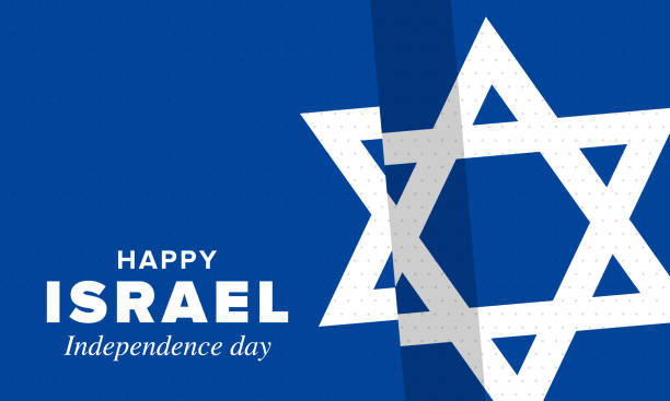 день независимости израиля. национальный праздник, отмечаемый ежегодно. флаг израиля. звезда давида, еврейский символ. патриотический знак - israel stock illustrations