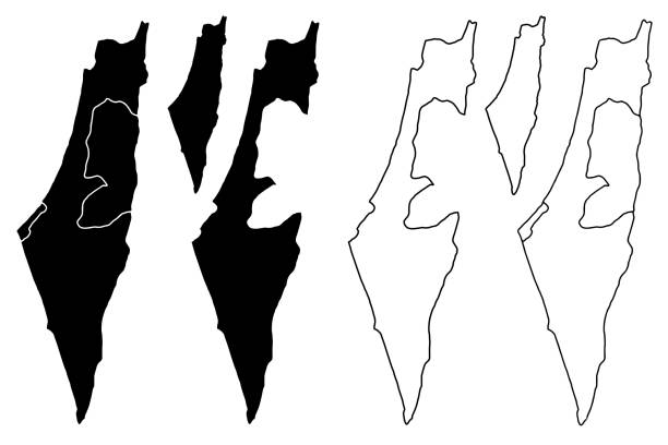 Israel map vector Israel map vector illustration, scribble sketch State of Israel, West Bank and Gaza Strip israel stock illustrations