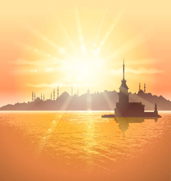 bildbanksillustrationer, clip art samt tecknat material och ikoner med istanbul natursköna - istanbul blue mosque skyline
