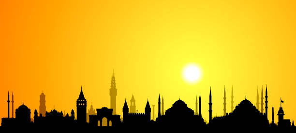 bildbanksillustrationer, clip art samt tecknat material och ikoner med istanbul (alla byggnader är komplett och rörliga) - istanbul blue mosque skyline