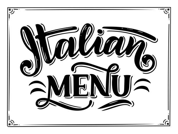 Italian food menu - names of dishes. Lettering phrases for your design, stylized drawing with chalk. Italian food menu - names of dishes. Lettering phrases for your design, stylized drawing with chalk. Vector illustration pasta borders stock illustrations