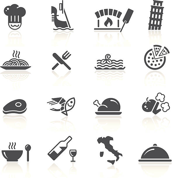 Italian Food & Restaurant Black icon set for your web or printing projects. pasta icons stock illustrations