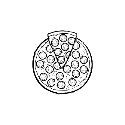 Italian pizza hand drawn sketch icon
