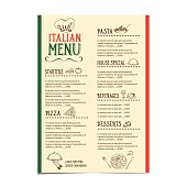 istock Italian restaurant menu with a variety of choices 467969166