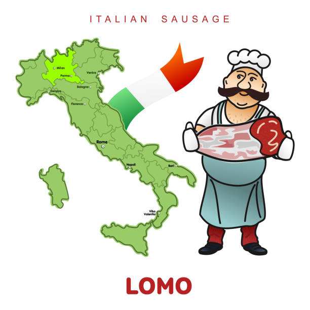 illustrazioni stock, clip art, cartoni animati e icone di tendenza di illustrazione vettoriale di salsiccia italiana - milan spezia