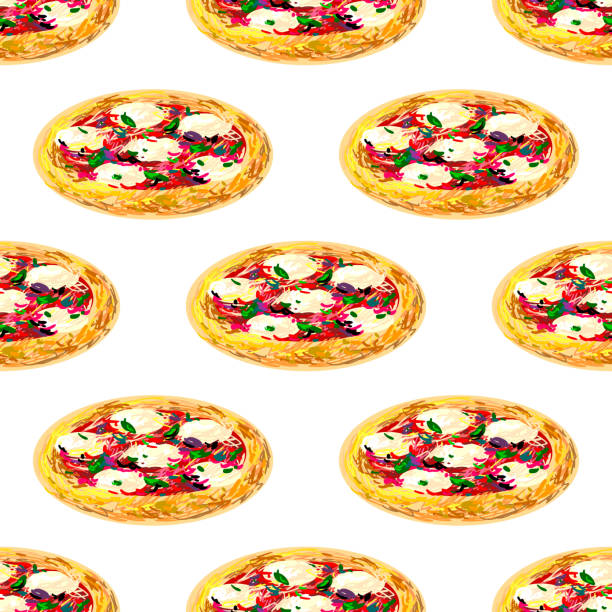 illustrazioni stock, clip art, cartoni animati e icone di tendenza di seamless pattern di pizza italiana - milan spezia