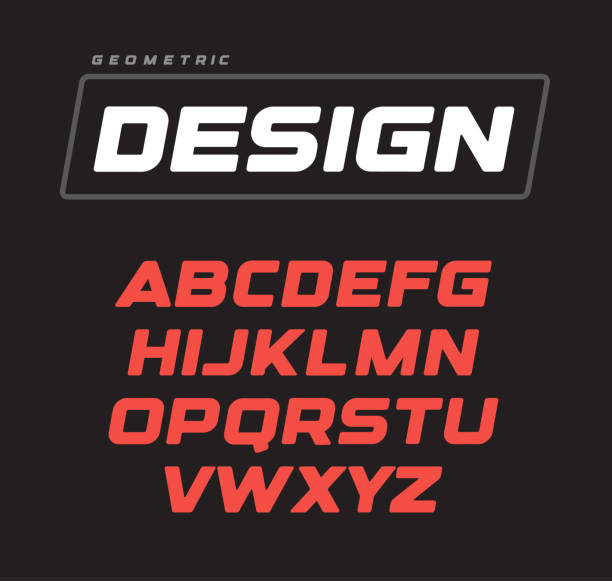 Italic bold geometric alphabet design. Sport game vector font template. vector art illustration