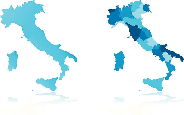 Italy map Vector of highly detailed map of Italy with administrative divisions - global colors for easy edit italy stock illustrations