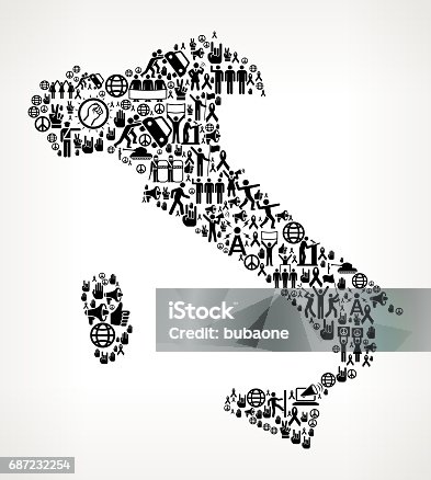 istock Italy Protest and Civil Rights Vector Icons Background 687232254