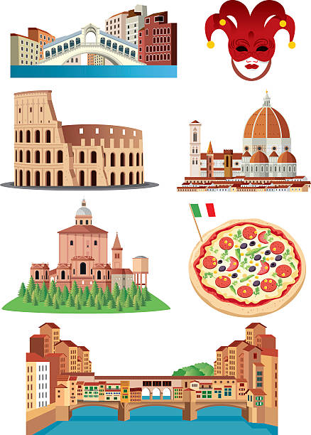 illustrazioni stock, clip art, cartoni animati e icone di tendenza di italia simboli - bologna roma