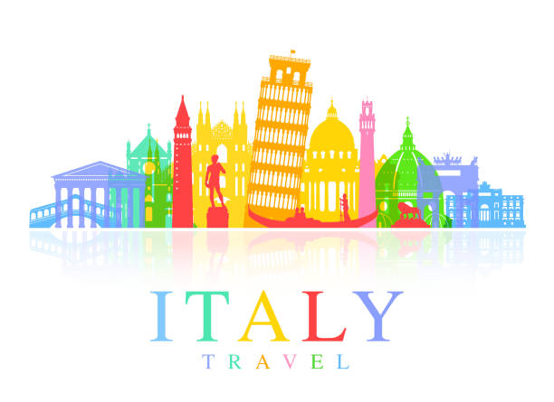 illustrazioni stock, clip art, cartoni animati e icone di tendenza di vettore punti di riferimento di viaggio in italia - italy