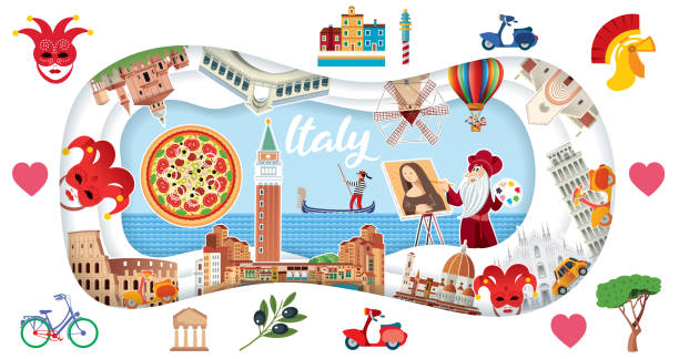 illustrazioni stock, clip art, cartoni animati e icone di tendenza di viaggio in italia - verona napoli