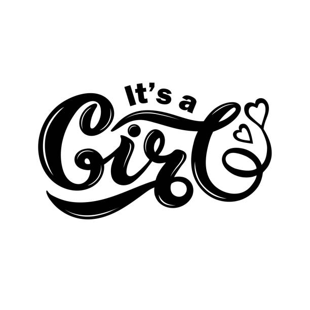 It's a GIRL. Hand drawn lettering. It's a GIRL. Hand drawn lettering. Vector illustration it's a girl stock illustrations