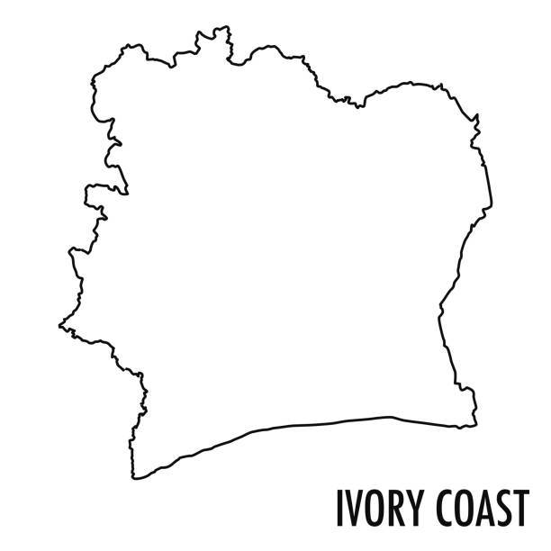 Ivory Coast map vector line illustration vector art illustration