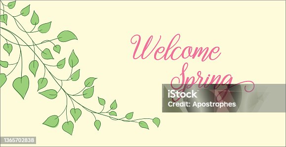 istock Ivy vine background vector, floral leaves on branch stem in corner border, spring or wedding design illustration 1365702838